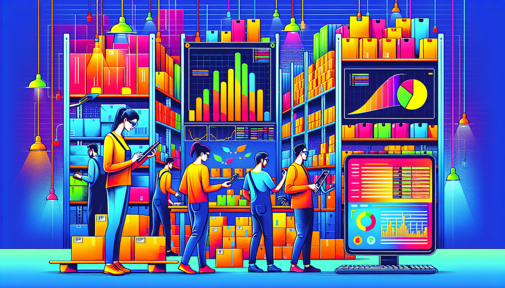 colorful illustration of warehouse inventory count process