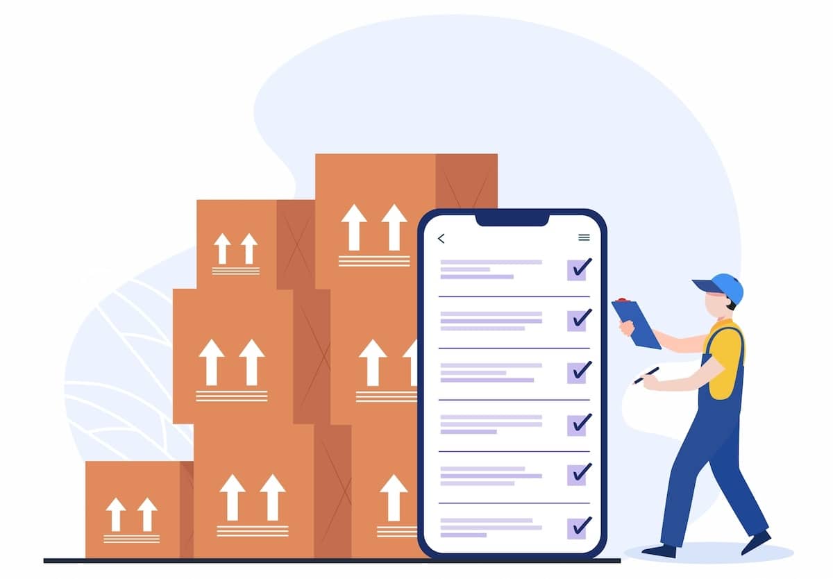 illustration of worker doing inventory count