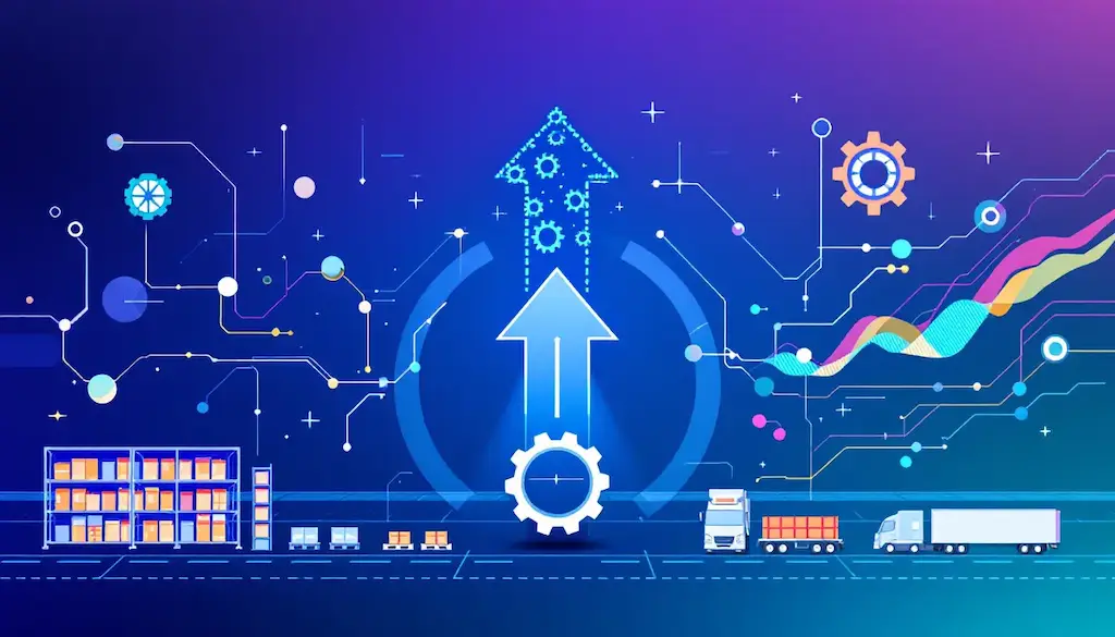 freight management gears and data illustration